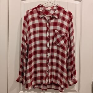 3 For $18 Maurices Red and White Plaid Shirt